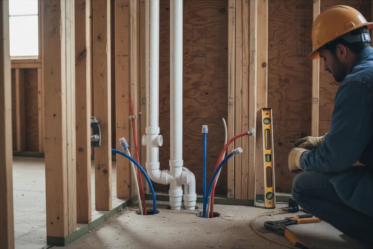 Drain and supply rough-in during Leak Detection in Rome